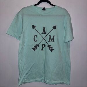 Anvil lightweight T-shirt unisex size large short sleeve blue gray camp arrows